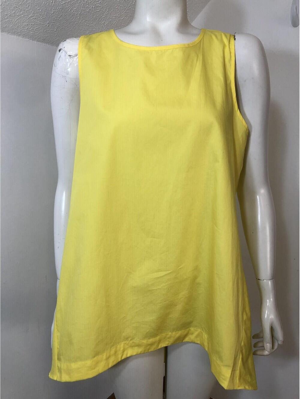 Melissa Paige New Womens Medium Sleeveless Top Yellow Hi Lo Hem Keyhole Back